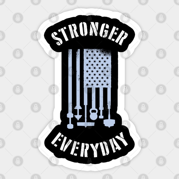 Stronger Everyday Gym Workout American Bodybuilder Strong Tough Heavy Weightlifting Sticker by Elerve